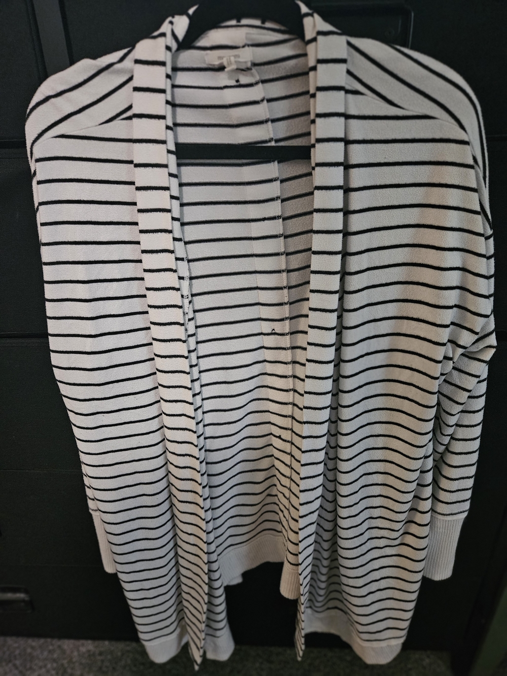 Maurices Black & White Striped Open-Front Cardigan